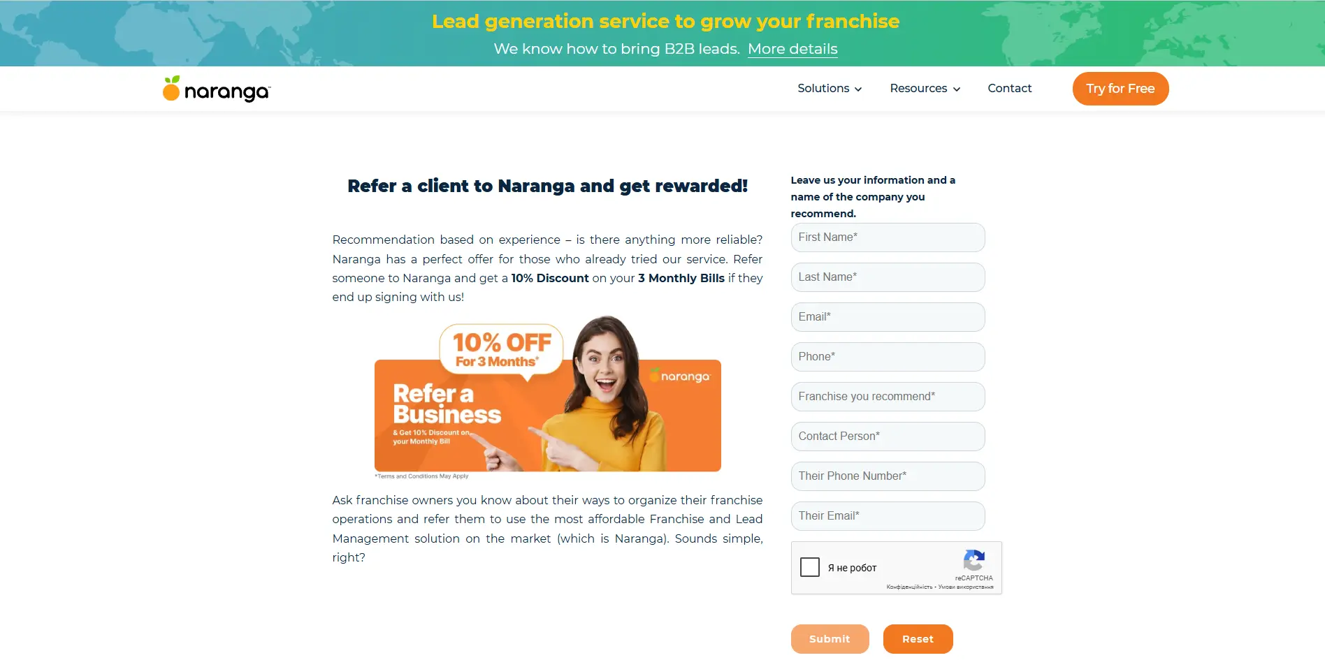 Naranga: High-Functionality Website for a Franchising Company
