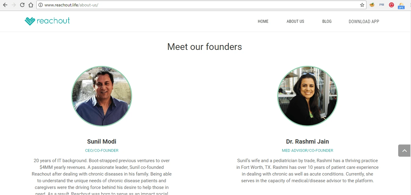 ReachOut:The website to support the Chronic Disease Network application