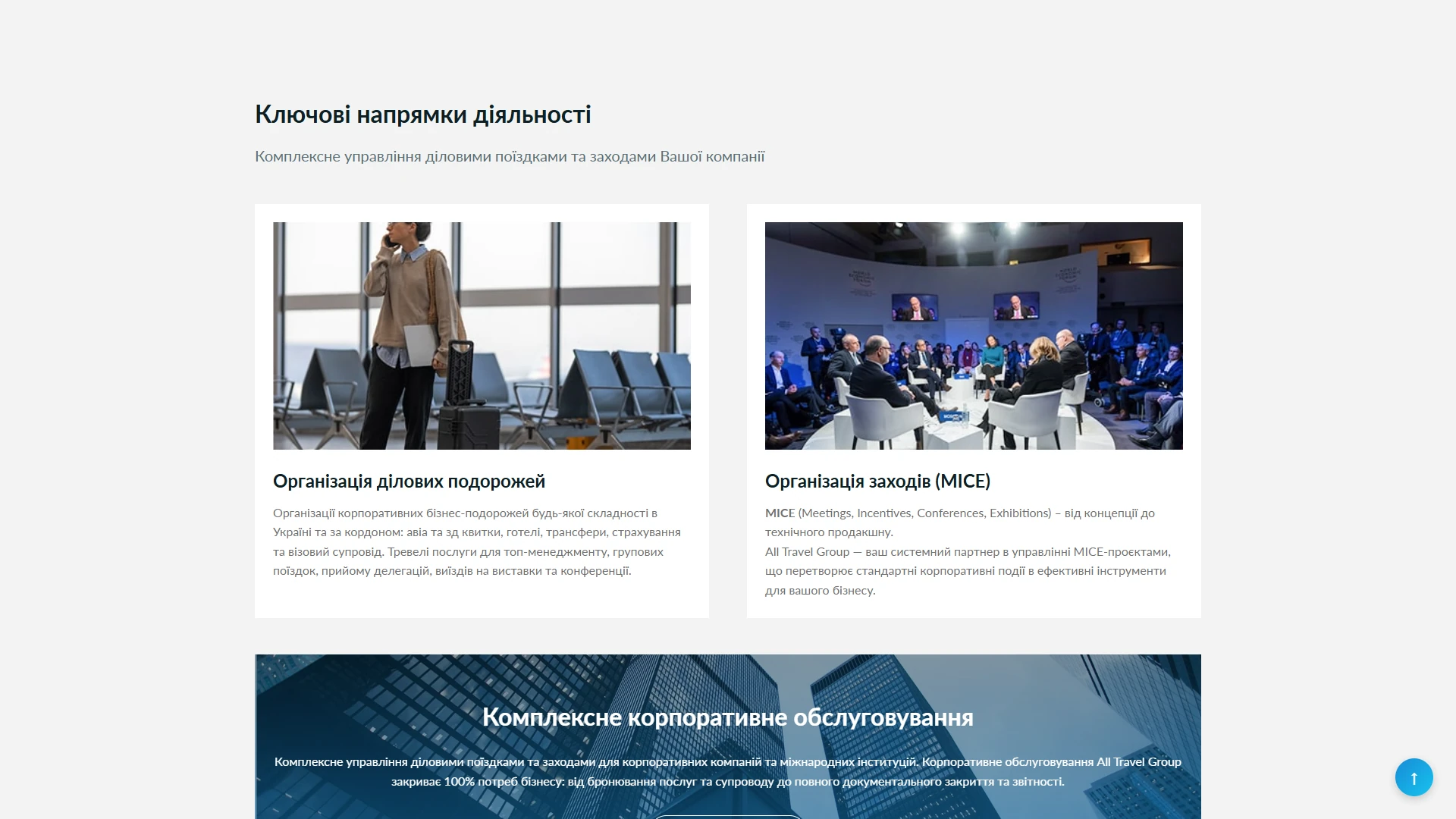 Ключові напрямки: ділові подорожі, MICE-заходи, комплексне B2B-обслуговування