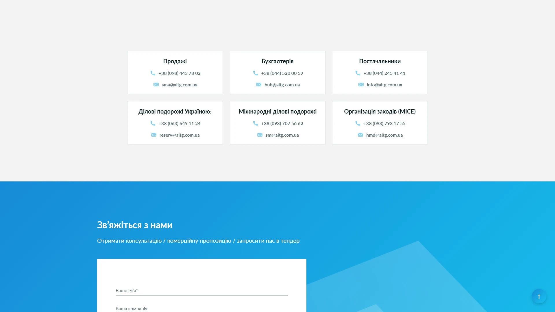 Контакти — форма звʼязку та контактні дані