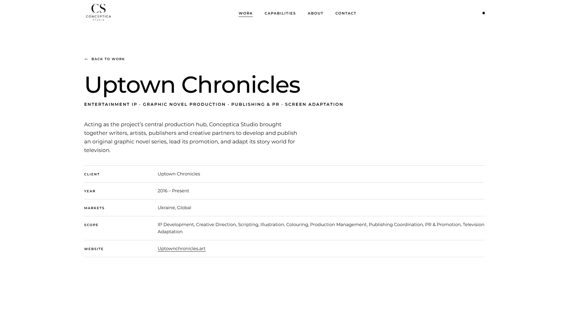 Conceptica Studio — кейс Uptown Chronicles: графічний роман та екранна адаптація